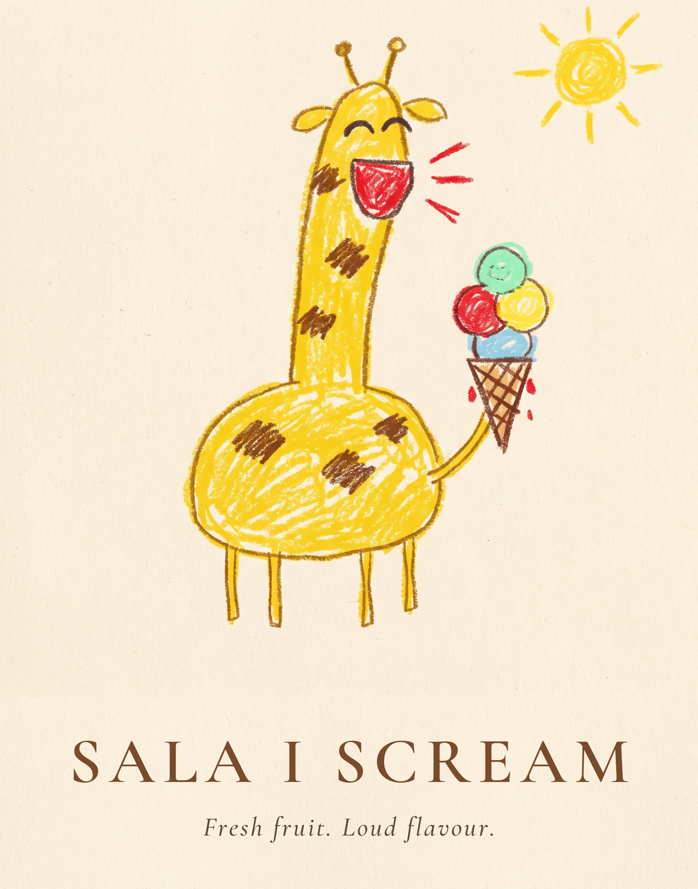 SALA I-Scream — a crayon giraffe screaming for ice cream